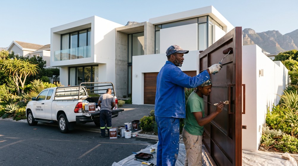 Rust treatment on steel windows in Simon's Town
