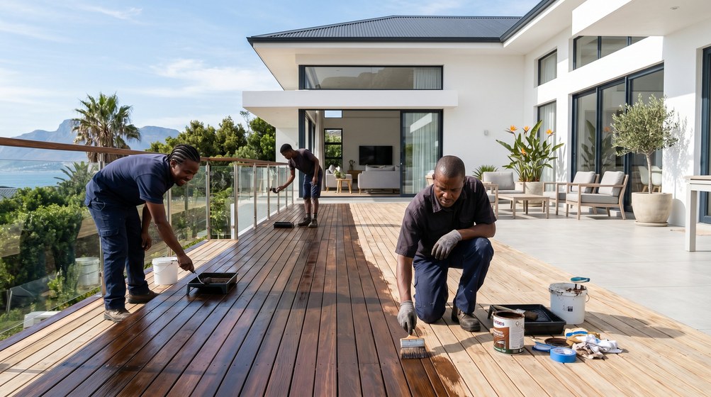 Timber veranda preparation on a Muizenberg home